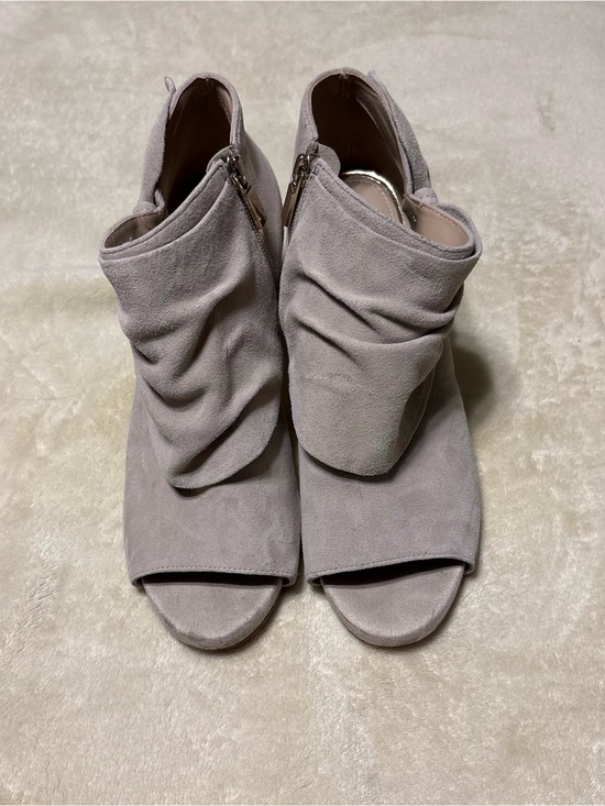 White House Black Market Shoes - White House Black Market Taupe Suede Peep-Toe Slouch Booties